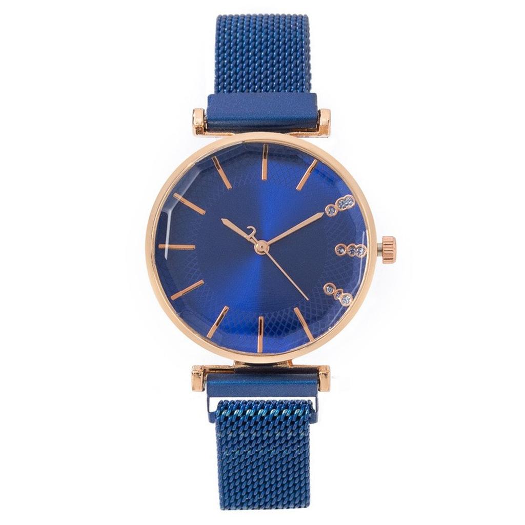 Luxury Treasure Blue Simple Crystal Ladies Quartz Watch Casual Stainless Steel Stretch Strap Fashion Women Dress Clock Watches