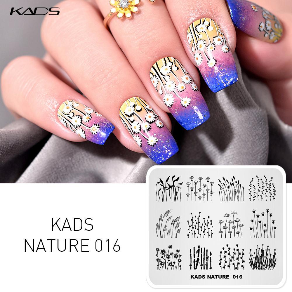 kads Stempelplatte Nature 016 Wild Lively Plants Design Bildvorlage Nagelstempelvorlagen Nagelform Schablonen für Nägel