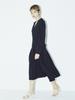 Nub V Neck Collar Button Dress - Black