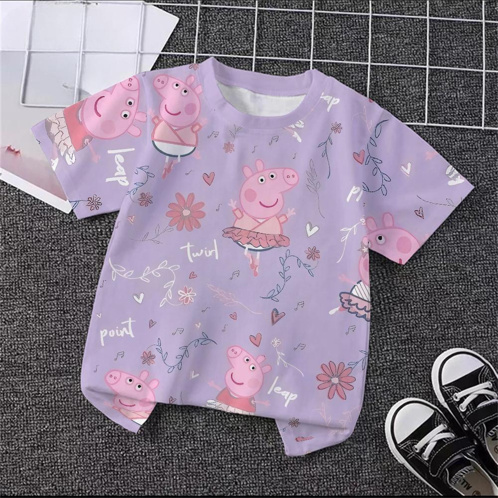 2026 Summer Girls boy Peppa Pig Peppa George T Shirt Cute Short Sleeve O Neck Tee Kids Summer Casual Tops Kids Women Men T-Shirt
