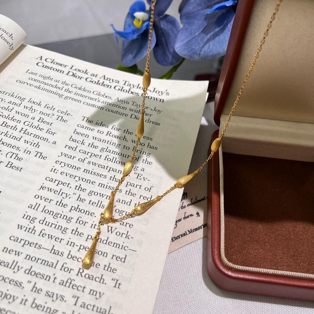 Medieval Style Rachel With Brushed Water Drop Doudou Necklace Pendant Retro Personality High Sense Versatile Collarbone Chain