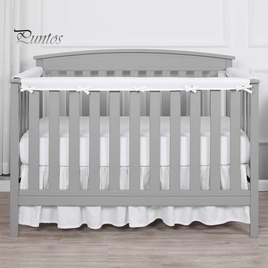 Baby Crib Bumper Pads 3 Pcs Bumper, Soft Cotton Breathable Sleep Barrier Child Safety Strip for Toddlers, Liner Edge Protector with Adjustable