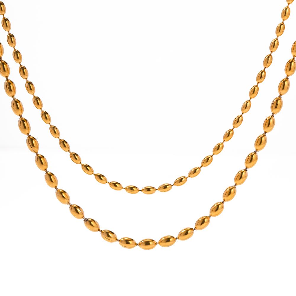 Youthway Fashions Stainless Steel Double Layer Millet Bead Necklace Prevent Allergy Charm Daily Jewelry High Quality Gift