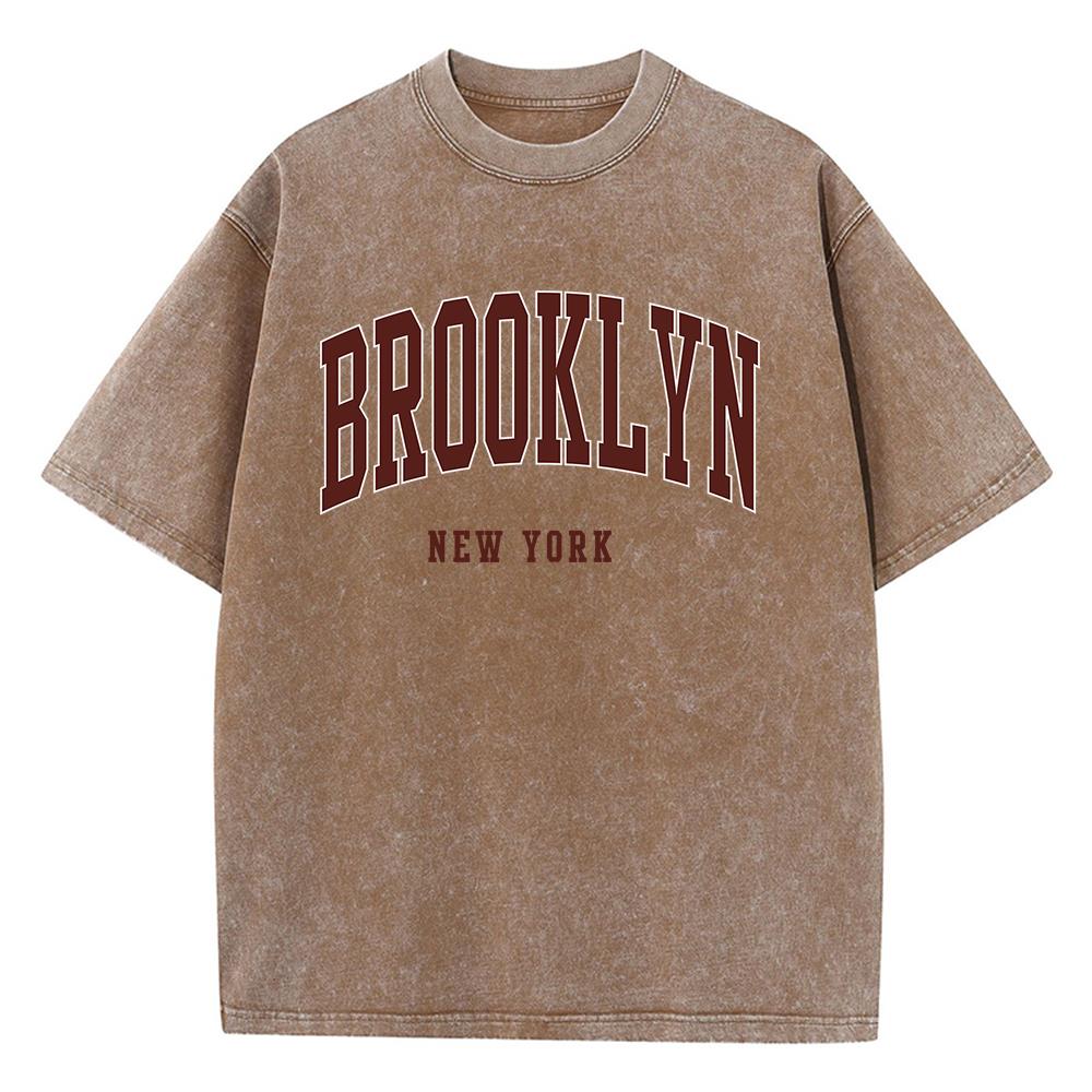 Brooklyn New York Letter Print Male Tee Clothing Graphic Comfort T Shirt Cotton Round Neck Tee Shirt Fittingcomfort