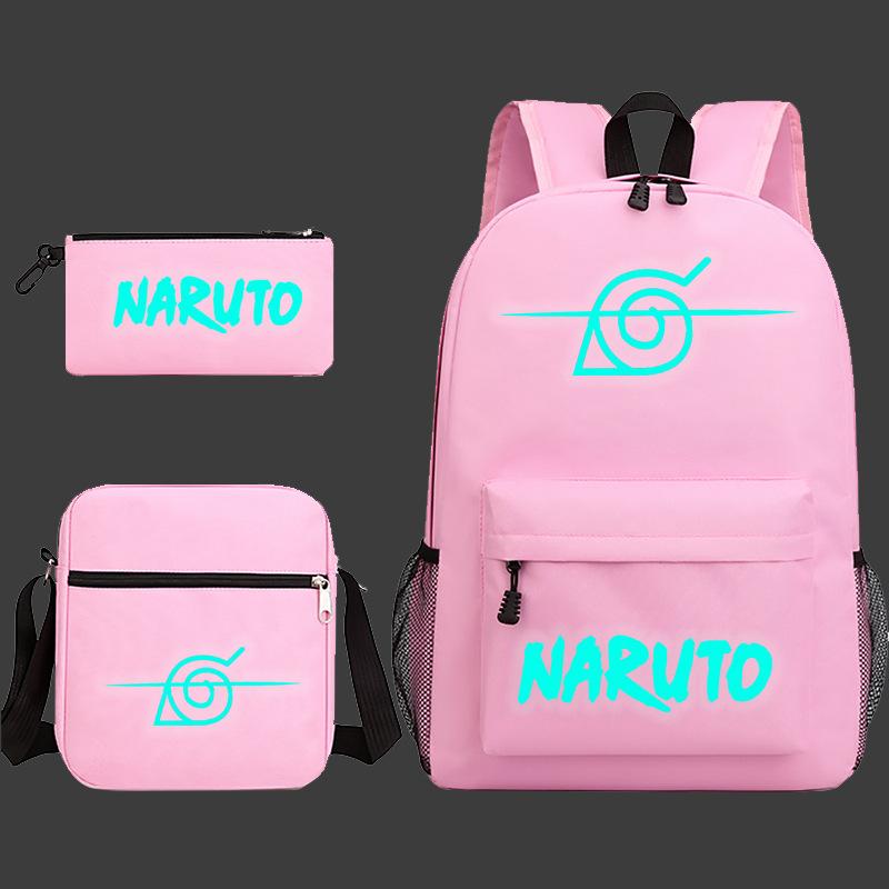 Large Capacity Schoolbag with Shoulder Strap; Student Three-piece Pencil Case Set