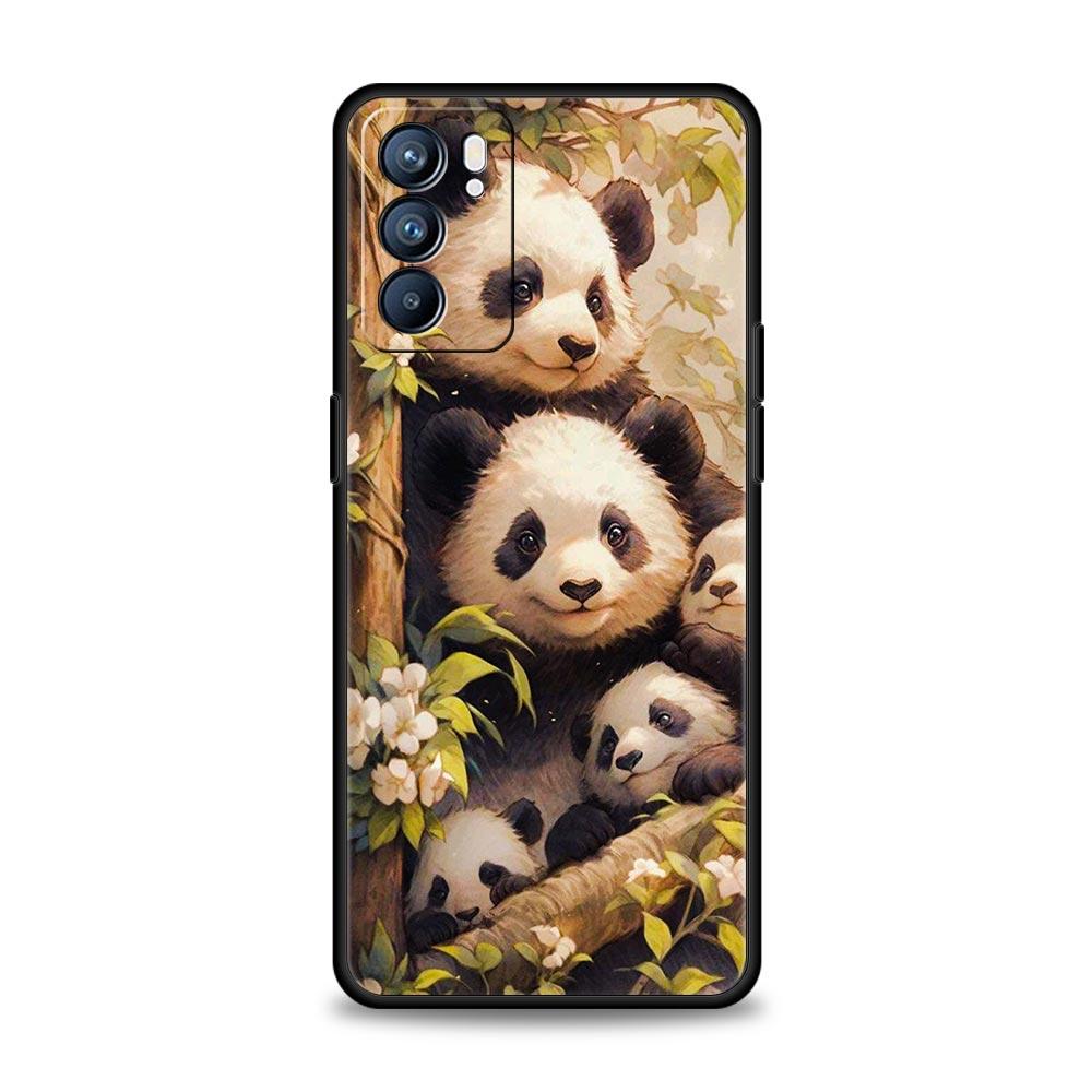 Baby Panda Phone Case For Oppo Reno 13 12 11 10 7 F Find X5 X6 A98 A80 A79 A78 A57 A54 A31 A17 Pro 5G Soft TPU Cover Fundas Bags