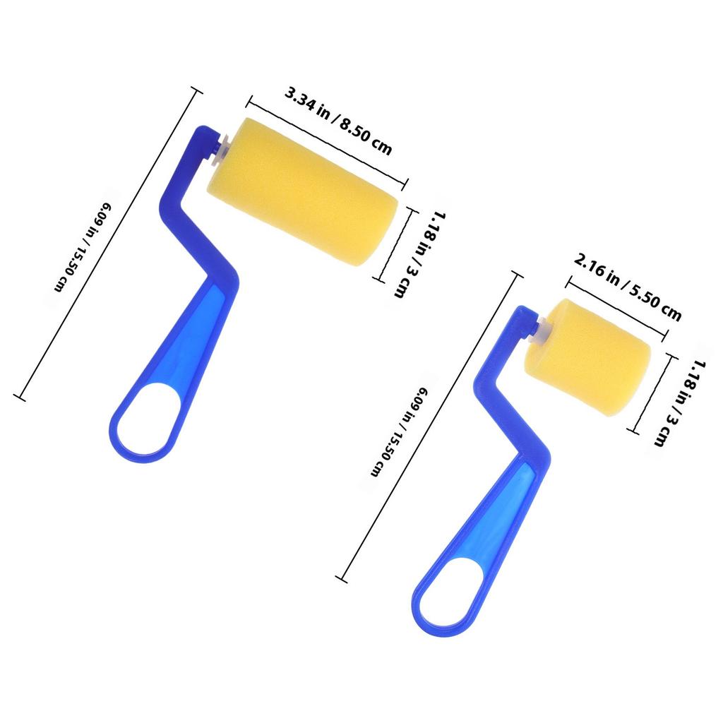 2Pcs Kids Painting Sponge Roller Set Creative Art Tool for Children Easy Grip Handle Fine Sponge Material for Home School DIY