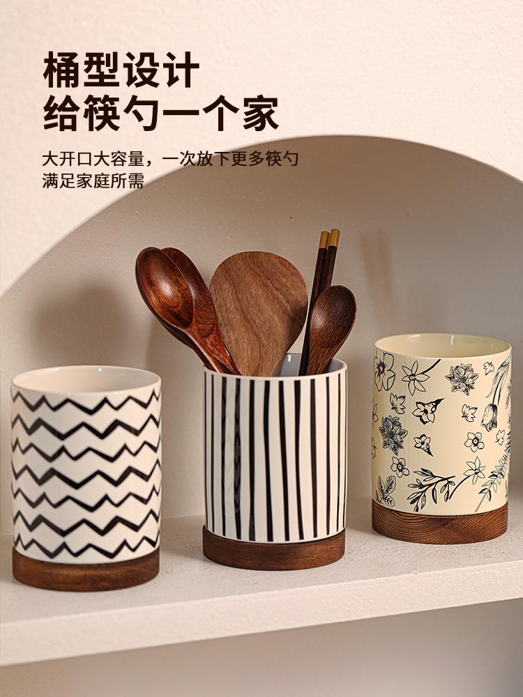 Keramický stojan na lžíce a vidličky domácí prémiová kuchyňská deska odtoková klec na hůlky kbelík na hůlky úložný stojan krabička na hůlky