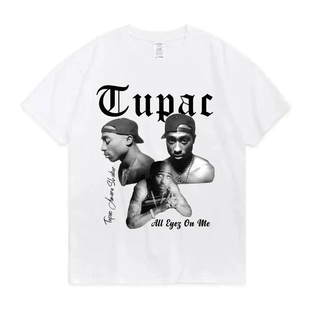 2026 Rapper Tupac Tops Hip Hop Streetwear Vintage Y2k Tops Fashion Print T Shirt Unisex Women Harajuku Casual Loose Tees Unisex Y2K