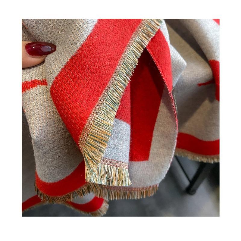 Women S High Grade Thick Warm Faux Cashmere Scarf Green Bird Pattern Air Conditioning Shawl Long Neck Wrap