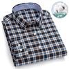 Men's Oxford Shirts Long Sleeve 100% Cotton Casual Plaid Soft Regular Fit Formal Dress Shirt Social Blouse Male Clothes 6XL 7XL