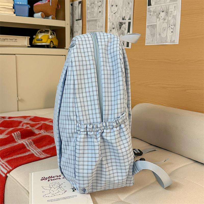 Plaid Women's College Style Backpack Large Capacity Junior Senior High School Student Schoolbag