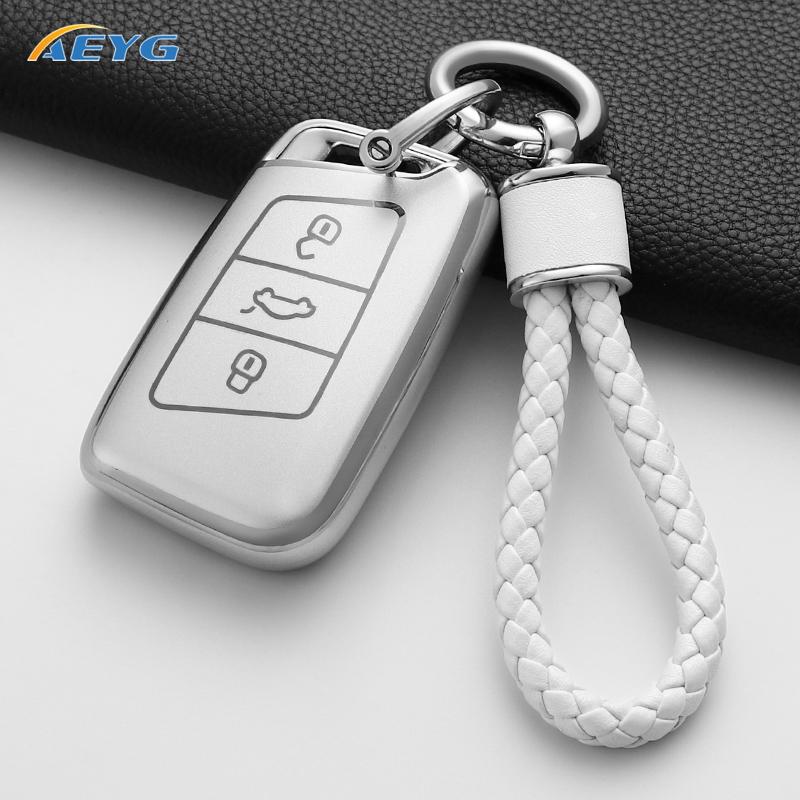 Soft Tpu Car Key Case Protector Accessories For Vw Volkswagen Passat B8 Tiguan Magotan Golf For Skoda Kodiaq Superb A7 Keychain