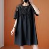 Short Sleeve Plus Size Cotton Women Casual Loose Mini Dress