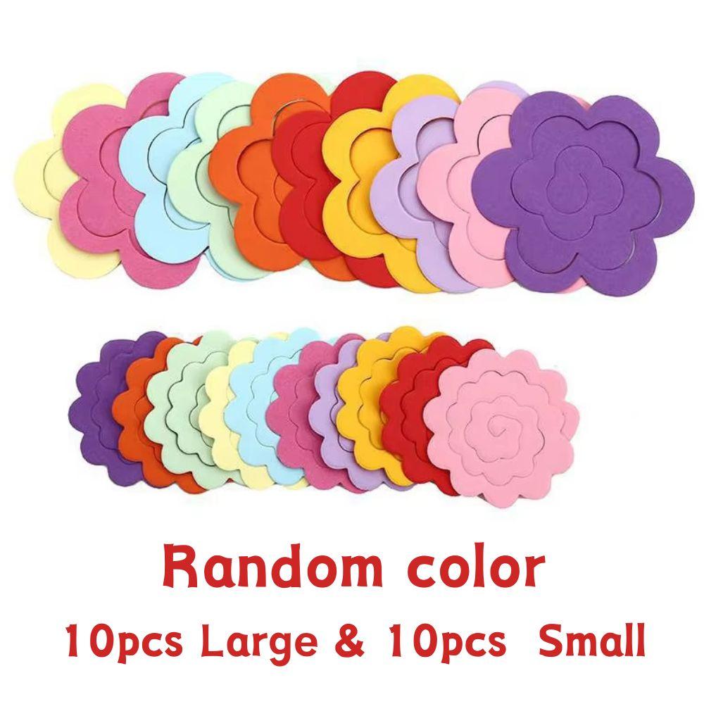 

20pcs Random Color Rolled Rose Paper Sheets, S/L Flower Origami Paper, DIY Craft Supplies For Gift Card Scrapbooking Decor YMY
