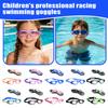 Children's Professional Racing Swim Goggles Flat Lens Waterproof Anti-Fog Swimming Glasses for Competitive Training and Recreational Use