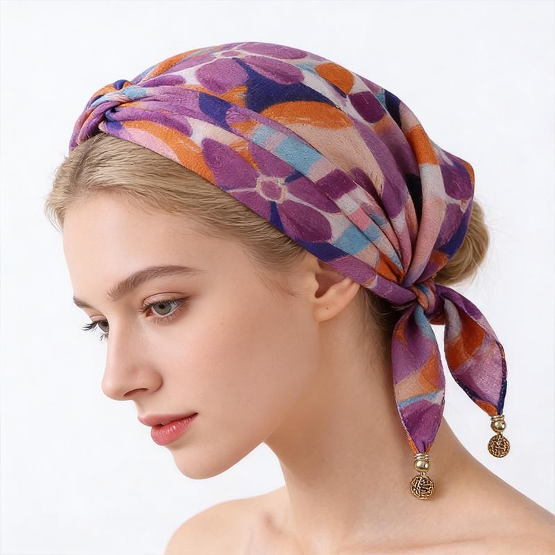 1PC Necklace French Style Magnetic Closure Gift Silk Scarf Luxury Painted Pattern Elegant Neck Scarf Versatile Multi-Color