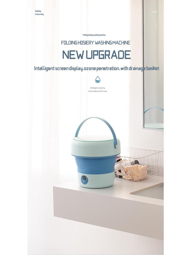 Compact Folding Mini Washing Machine for Students - Perfect for Underwear and Socks.