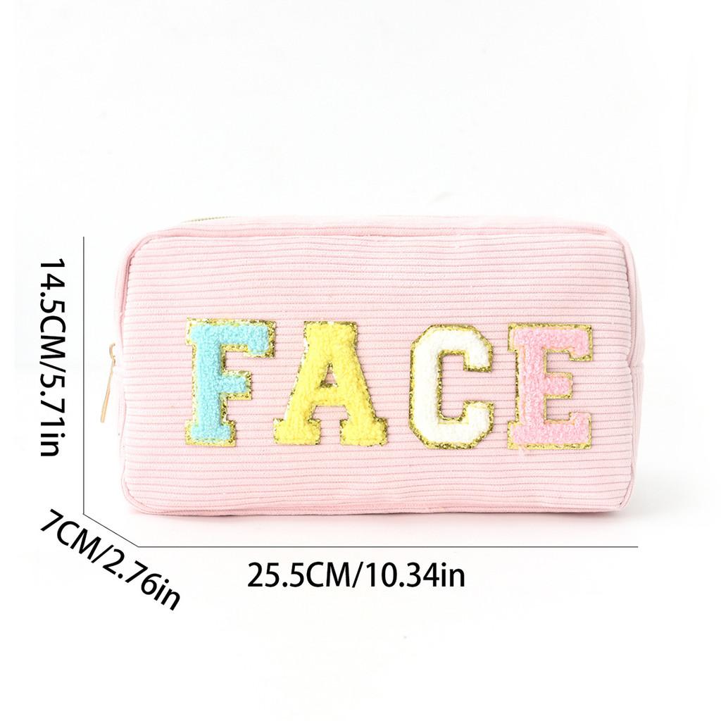 Embroidered Velvet Makeup Bag With Macaron Colors For Travel And Home Storage