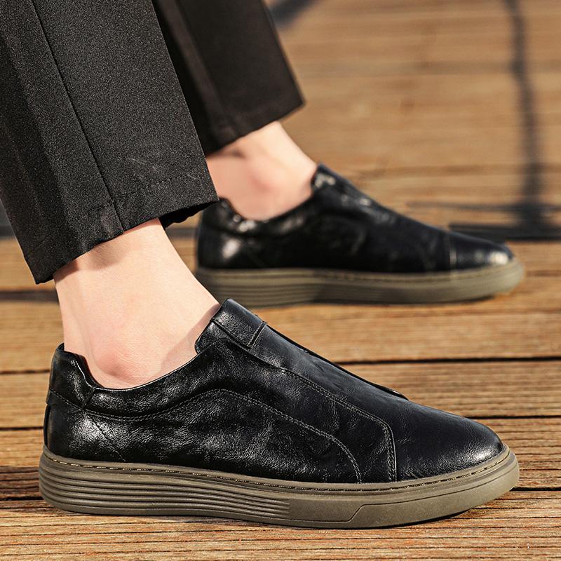 Fashion Trendy men's board shoes Luxury classic design style Fashion street walking Outdoor leisure sports genuine leather shoes