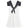 Zaprha 2025 Summer New Contrast Color Sweet Navy Style V-Shaped Neckline Sleeveless Short Dress 4661392