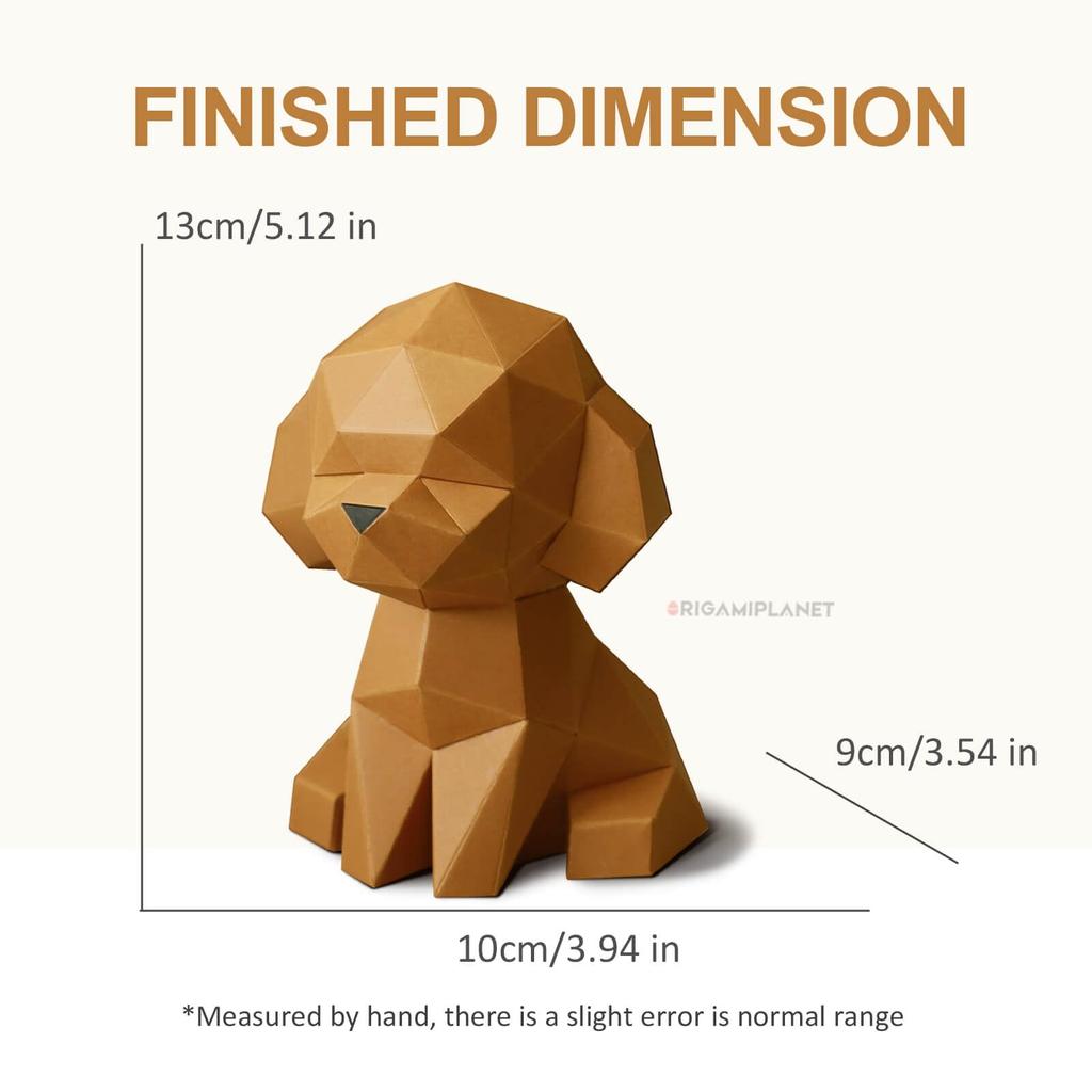 ORIGAMIPLANET Teddy 3D Origami Craft Kit for Easy Dog Paper Sculpture Cute 3D Animal Handmade Home Decoration Art Home Decoration Paper Craft Gift Set