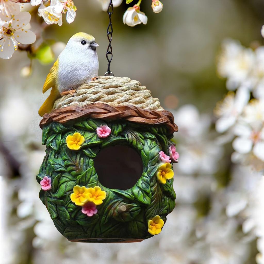 Casă de păsări Căsuță pentru animale de companie Casă de păsări din rășină învechită pentru grădină agățată în exterior Terasă pentru rândunică Vrăbie colibri