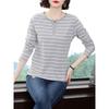 Long Sleeve Bottom Shirt Women's Cotton T-Shirt Mom Spring Clothing New Women's Clothing Foreign Style Striped V-Neck Top Autumn