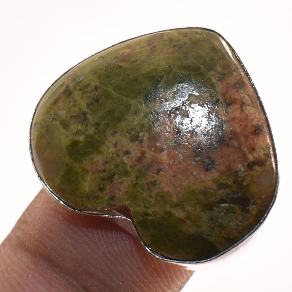 Unakite Gemstone Ring Handmade Unique Design Wedding Gift Jewelry 7.75" S9h41