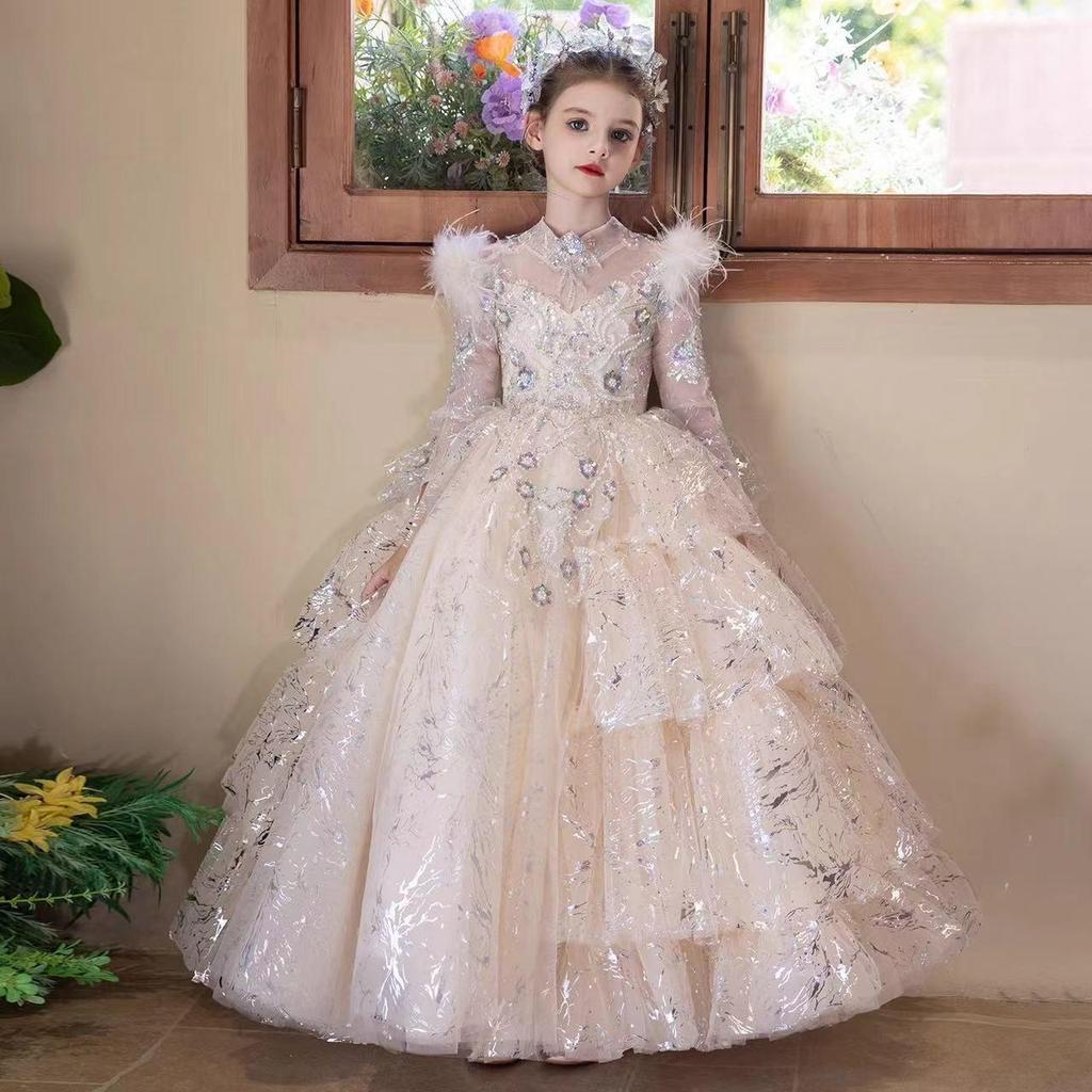 Girls' High-End Exquisite Fairy Flower Wedding & Piano Performance Dress