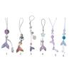Cute Fish Tail Shell Bead Charm Pendant Chain Phone Strap Pocket Keychain Strap Hangings Decoration for Key Bag Purse