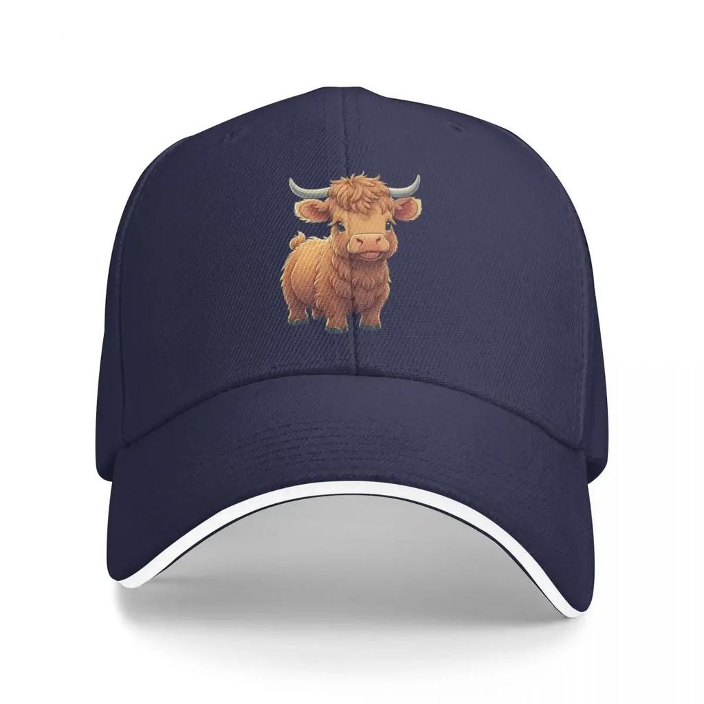 Baby Scottish Highland cow Baseball Cap Brand Man cap hiking hat Rugby Hats Woman Mens
