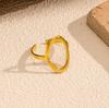 European and American Simple Oval Hollow Gold Stainless Steel Ring Light Luxury High-end Jewelry Gold Titanium Steel Opening Ring