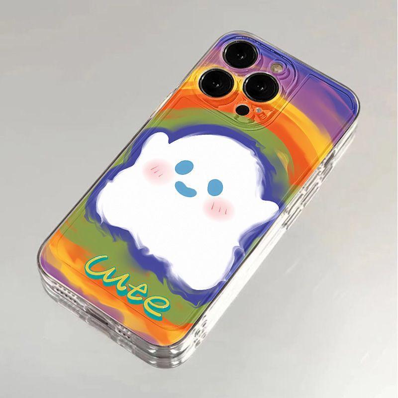 Halloween color graffiti ghost for iPhone17 Pro phone case Apple 17 transparent 14/16 fine hole