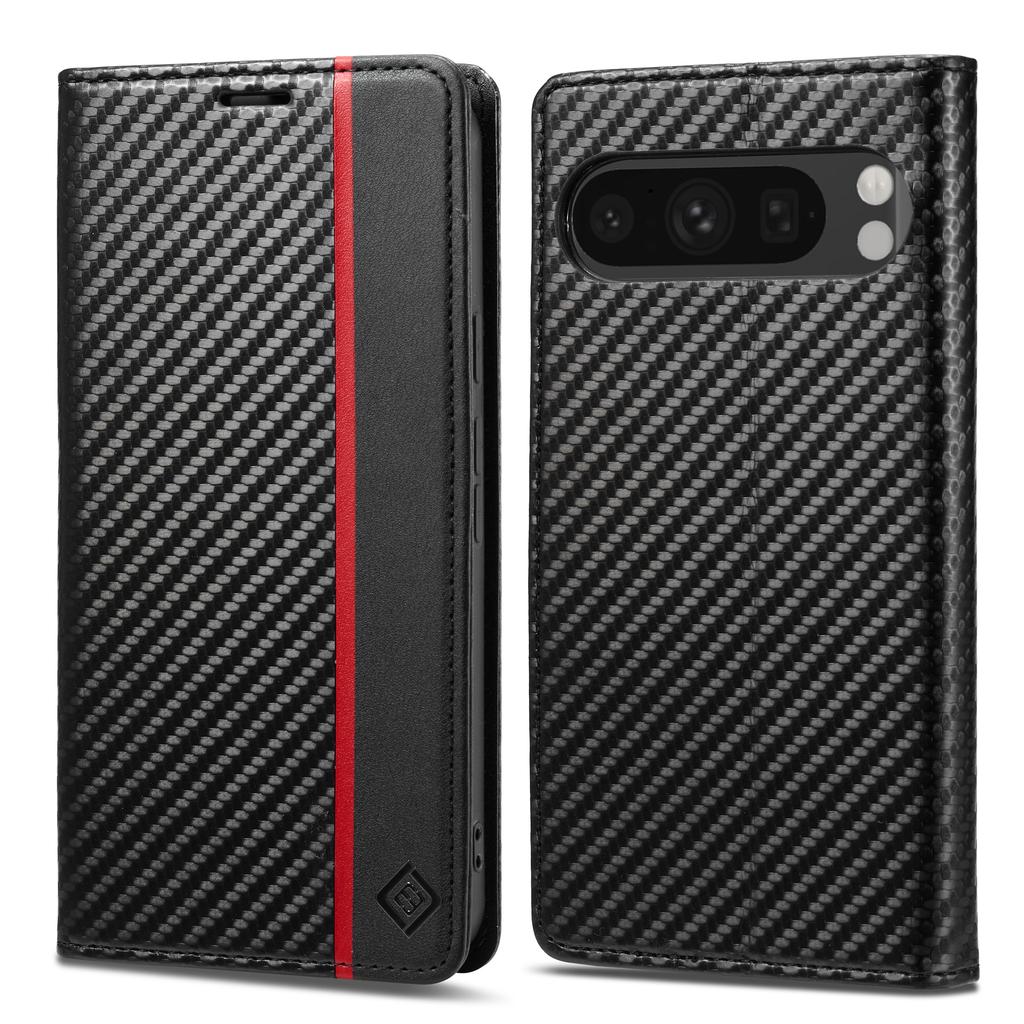 Luxury Carbon Fibre Leather Case For Google Pixel 9 10pro XL Wallet Card Solt Flip Magnetic Cover For Pixel 9 8 7 6 Pro 9A 8A 7A