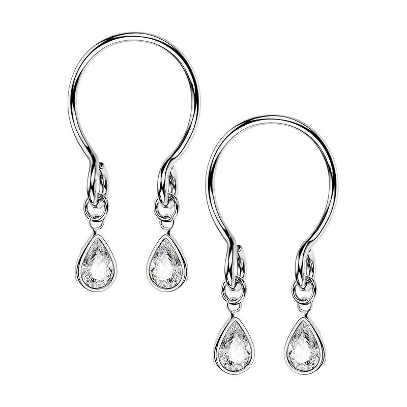 U Shaped Nipple Ring Fake Piercing Pendant Drip Zircon Nipple Chain Magnetic Clip On Body Jewelry