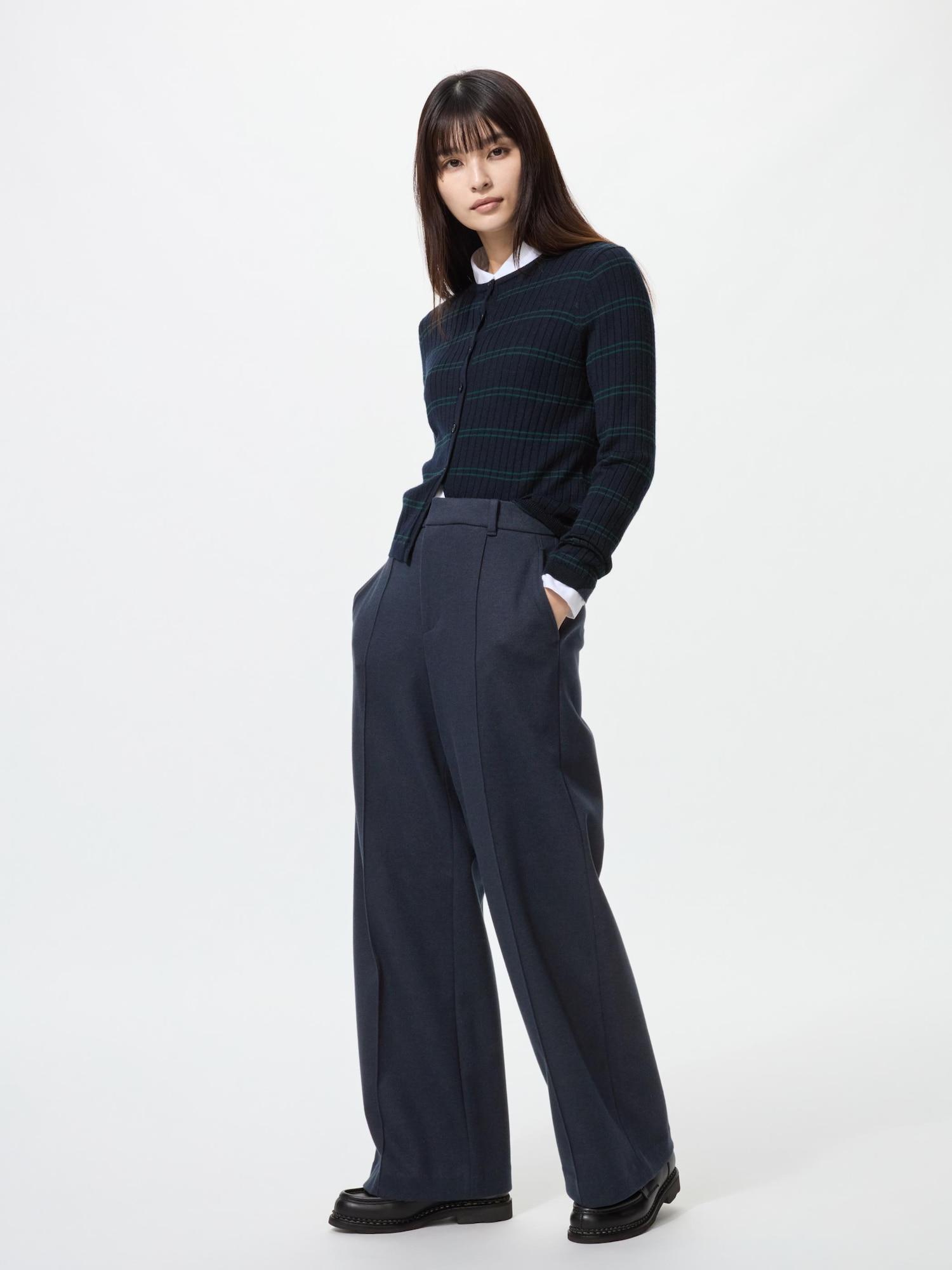 

Широкие брюки Uniqlo из матового джерси 69 NAVY/L