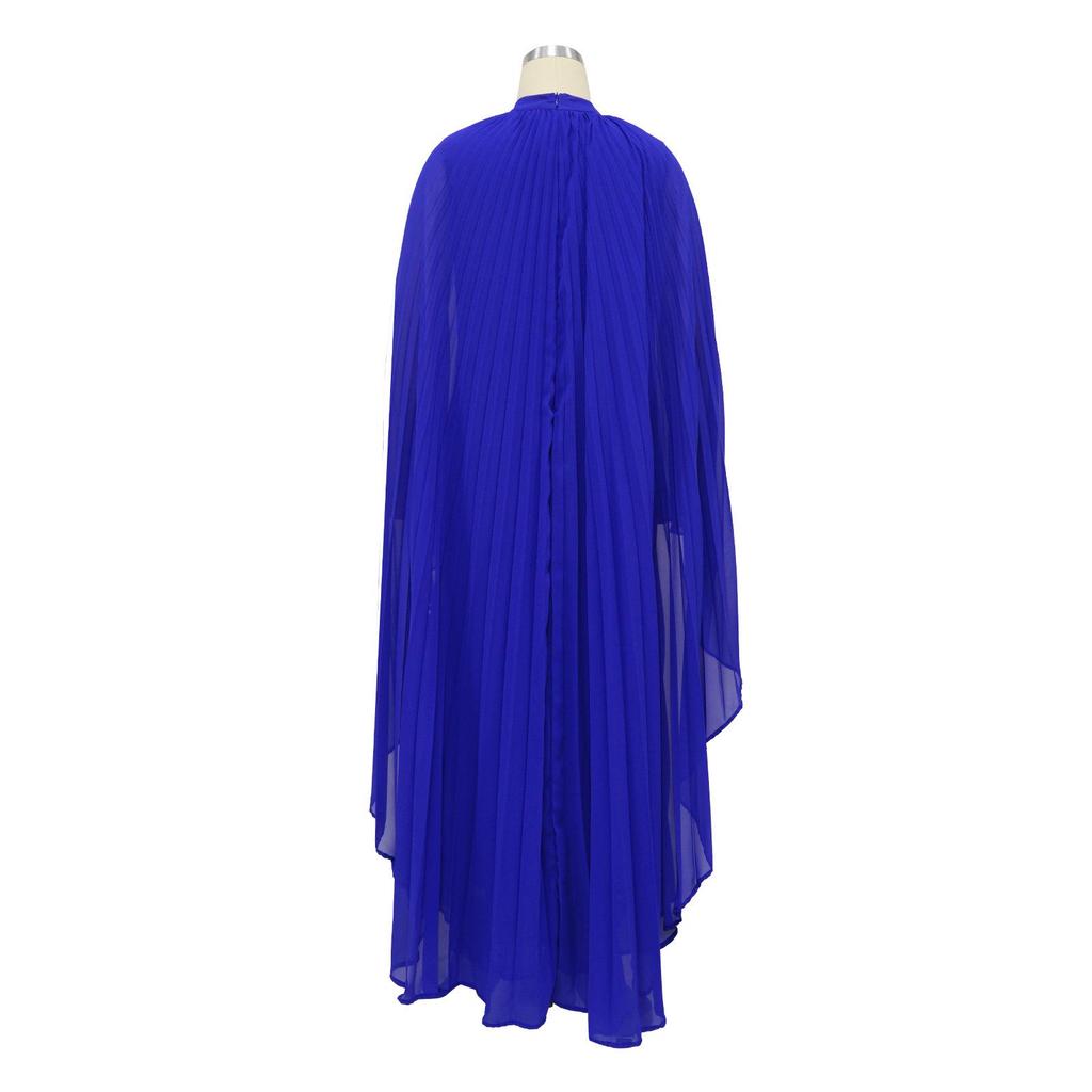 Women's Solid Color Chiffon Pleated Long Dress