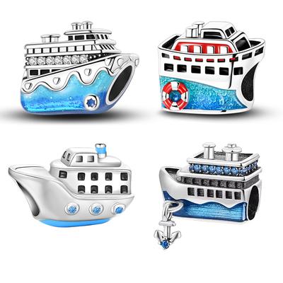 Copper Blue Ocean Charms Bead Cruise Fine Ship Crab Seahorse Pendants Fit Bracelet Diy Jewellery Marking Present