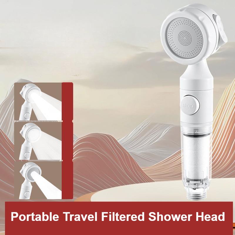 Portable Travel Filtered Shower Head 3 Modes Universal Shower Spray Shower Accessory Household Handheld Shower Nozzle