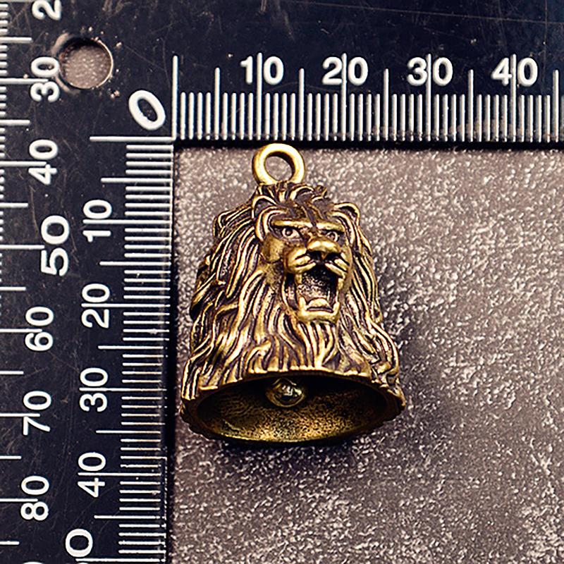 Lucky Brass Handicraft Lion Head Bell Key Car Button Wind Bell Sect Bronze Bell Creative Gift Fengshui Home Pendant