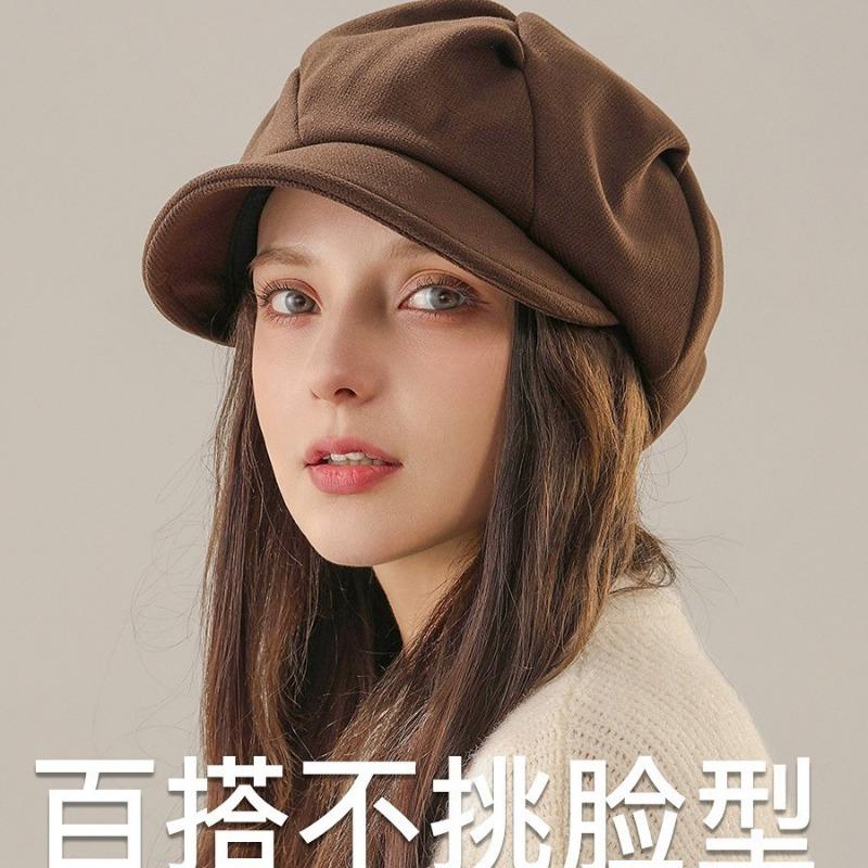 Women S Octagonal Winter Hat Vintage Face Slimming Painter Beret