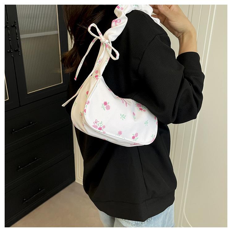 Japanese Style Ruffle Polyester Shoulder Bag Sweet Women's Armpit Handbag CLE