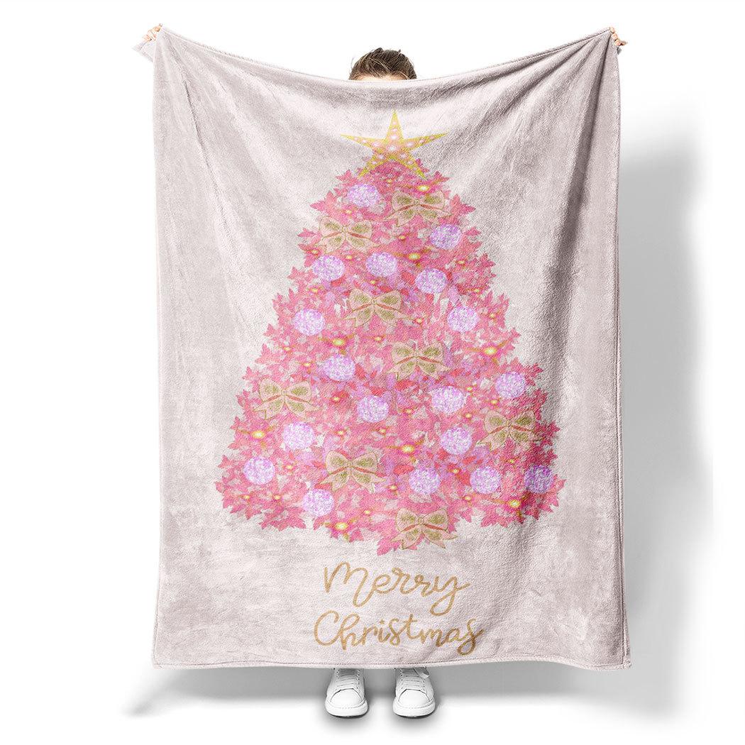 

Pink Christmas tree Printed Blanket for Sofa Bed Travel Camping Living Room Office Conditioning Blanket for All Seasons Gifts 30x40in