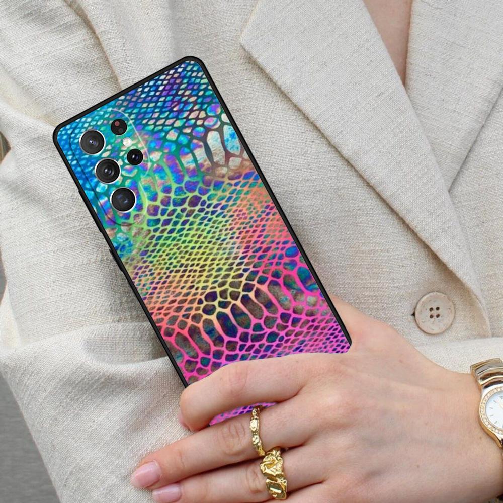 Snake Skin Print Cell Phone Case for Samsung Galaxy S26 Ultra S25 S24 S23 S22 S21 S20 Note10 Cover
