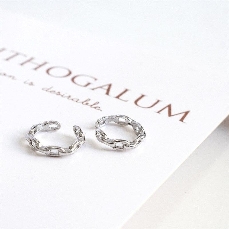 LKO Real 925 Sterling Silver Trendy Ear Cuff For Girl  Retro Circle Clip-on Simple Earrings For Women Jewelry