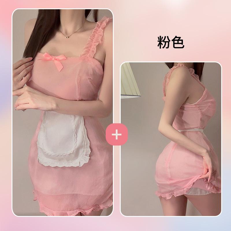 Sexy Lingerie Emotional Uniform Suspender Hottie Apron Maid Cosplay Pure Lust Cute Maid Nightdress Set