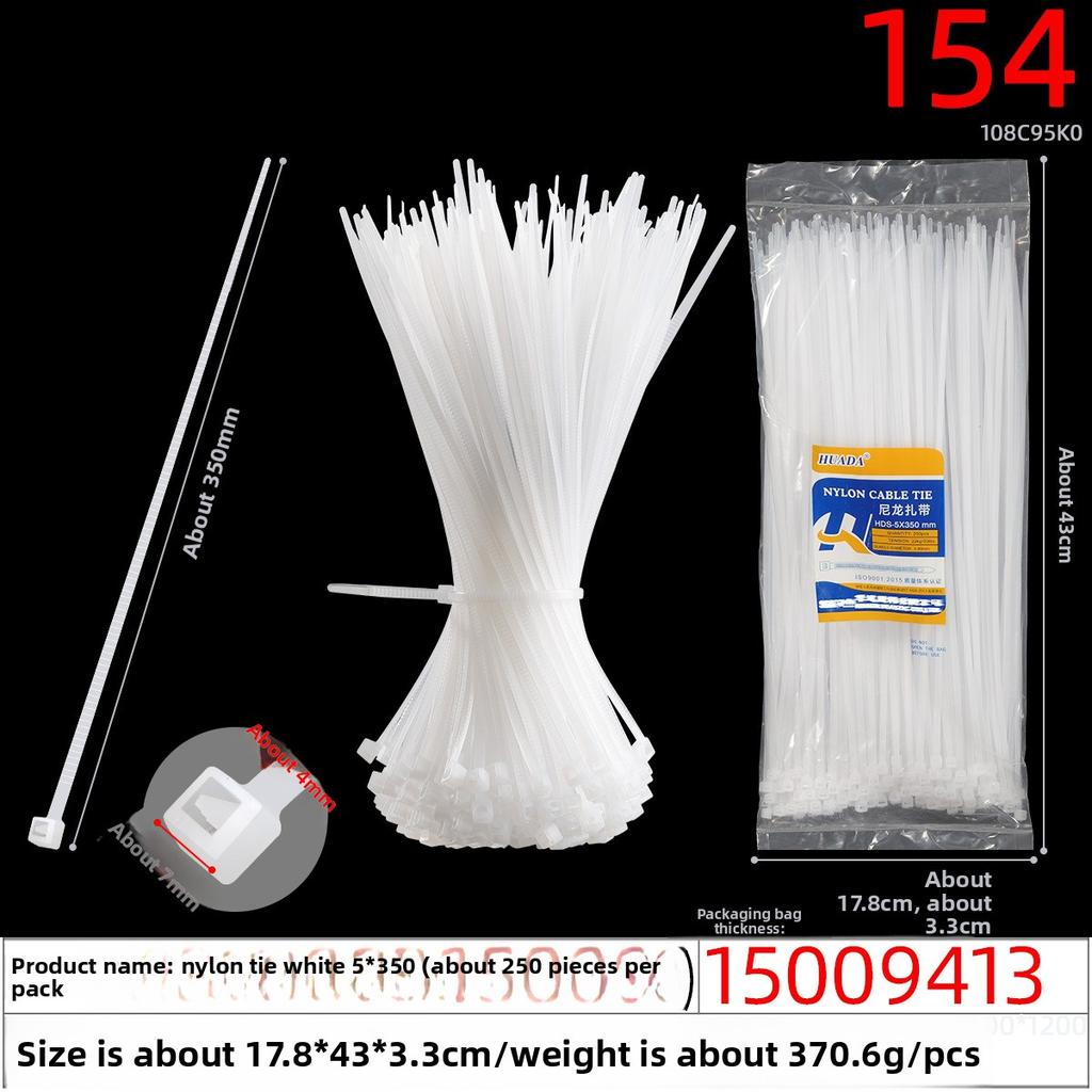 Large White Nylon Cable Ties of 4*150*4*200*5*250*3*60*3*80