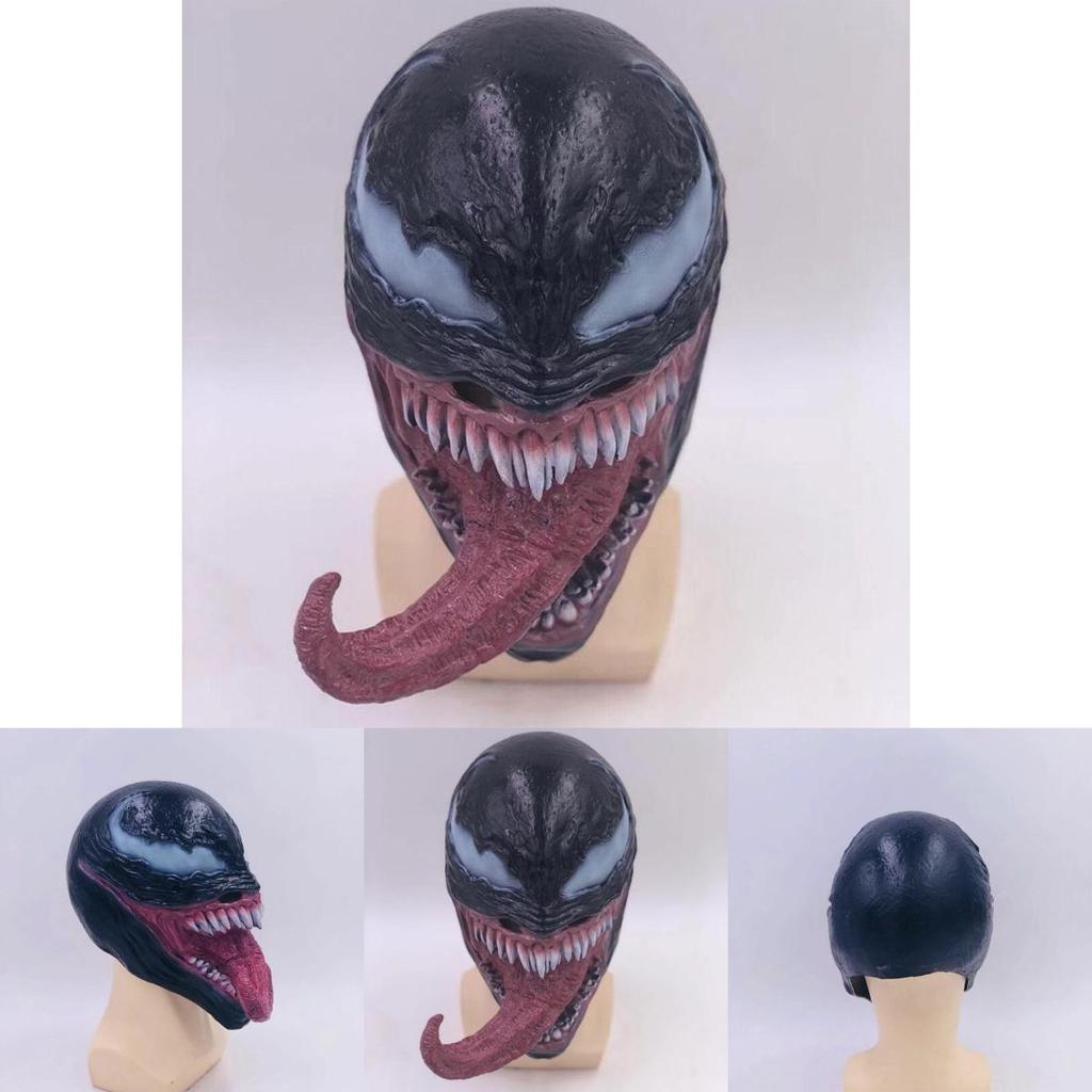 Maschera cosplay di Venom in lattice di alta qualità, realistica, horror, supereroe, Marvel Comics.