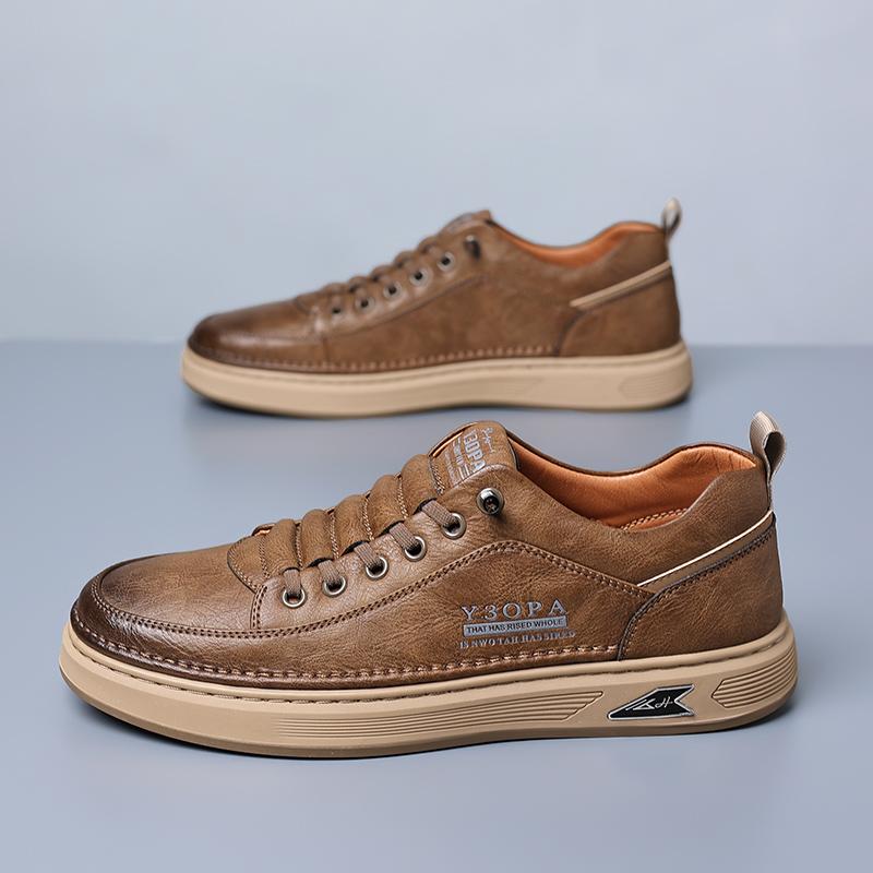 Herren Outdoor Rutschfest Herren Sneaker Weichsohle Gummi Mann Atmungsaktiv Trendige Skateschuhe Neue Herren Leder Freizeitschuhe